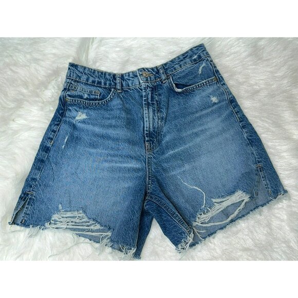 Zara Pants - Zara Women's 6 High-Waist Ripped Denim Shorts 5"